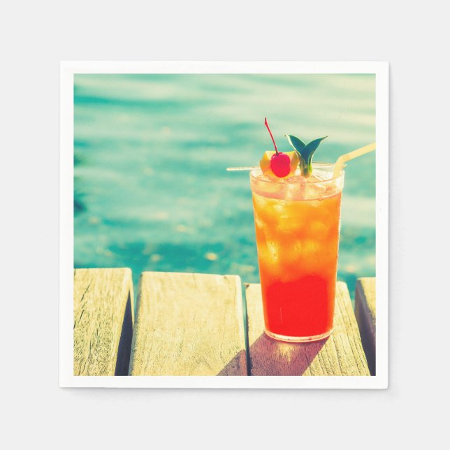 Guardanapo De Papel Coquetel de frutas laranja (Frente)