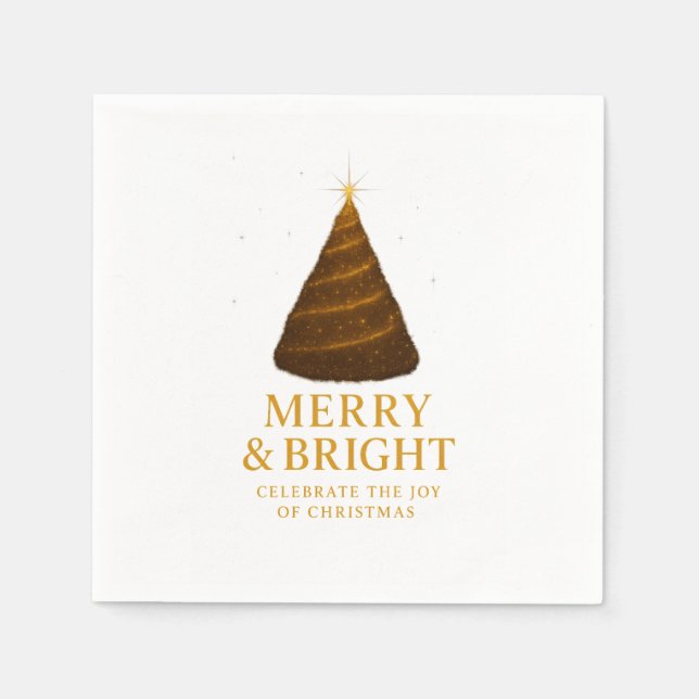 Guardanapo De Papel Coquetel de Natal Dourado Merry & Bright (Frente)