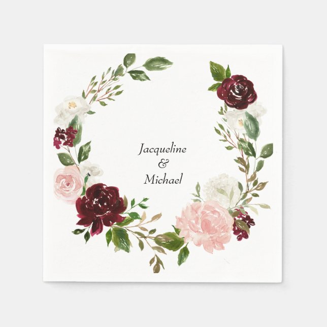 Guardanapo De Papel Coquetel de Nomes Personalizados de Casamento Burg (Frente)