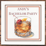 Guardanapo De Papel Coquetel de Partido Personalizado Antigo e Movido<br><div class="desc">Convide as caras para bebidas antiquadas para celebrar o noivo. Perfeito para uma despedida de solteiro. O design antigo pode ser encontrado em mais itens na minha loja,  PageCreativeDesigns.</div>
