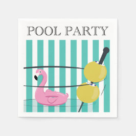 Guardanapo De Papel Coquetel de piscina Napkins - Martini e Flamingo