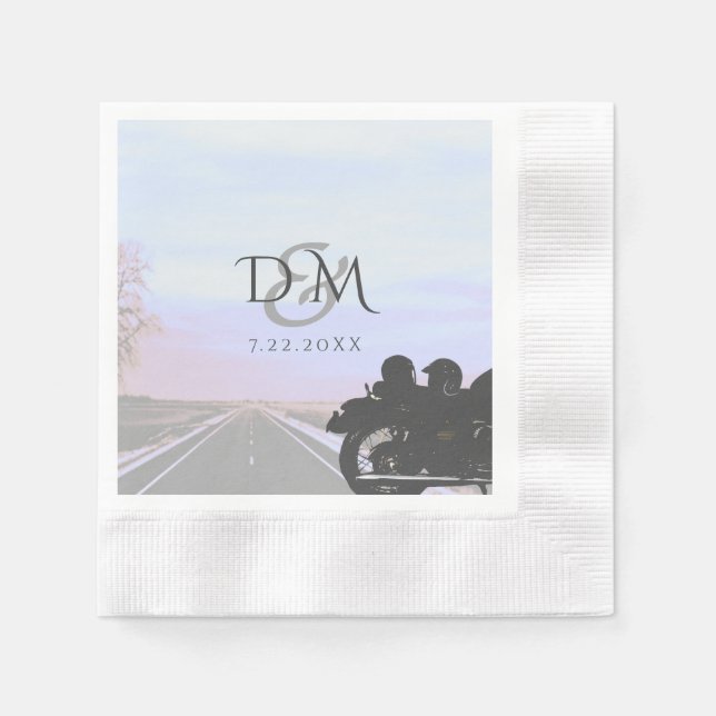 Guardanapo De Papel Coquetel de Recepção de casamento de Motociclismo  (Frente)