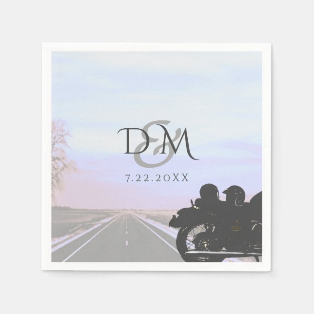 Guardanapo De Papel Coquetel de Recepção de casamento de Motociclismo  (Frente)