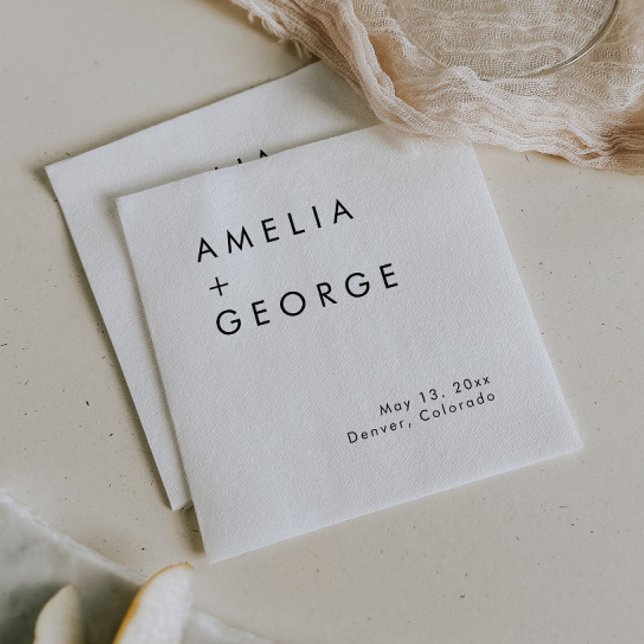 Guardanapo De Papel Coquetel de Recepção de casamento Simples Elegante (Criador carregado)