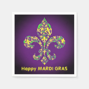 Guardanapo De Papel Coquetel descartável MARDI GRAS Fleur de Lis