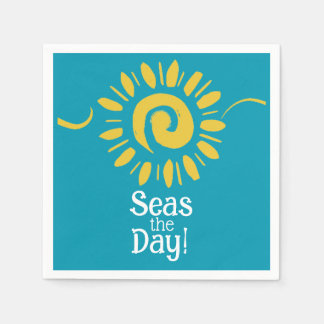 Guardanapo De Papel Coquetel do Dia do Mar Branco Amarelo Sun
