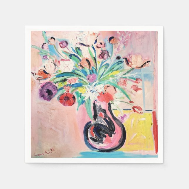 Guardanapo De Papel Coquetel Floral Rosa e Bonito Napkins (Frente)