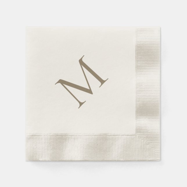 Guardanapo De Papel Coquetel Monograma Dourado Simples (Frente)