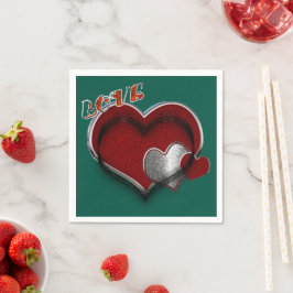 Guardanapo De Papel Coquetel Padrão de Napkin Verde Escuro do Coração