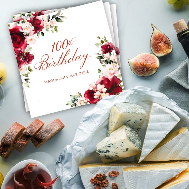 Guardanapo De Papel Coquetel Personalizado de Aniversário do 100º Aniv (Criador carregado)