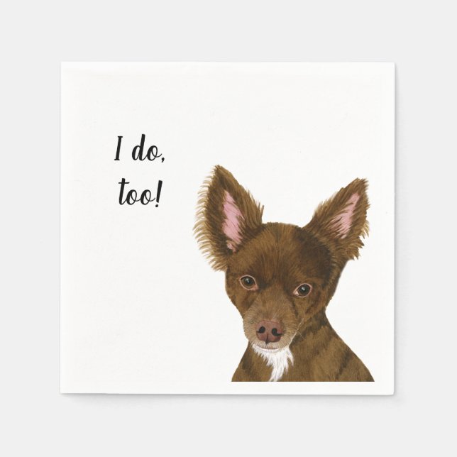 Guardanapo De Papel Coquetel Personalizado de Cachorro Castanho Napkin (Frente)