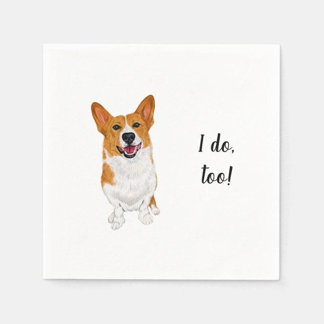 Guardanapo De Papel Coquetel Personalizado de Cachorro Corgi Napkin (Frente)