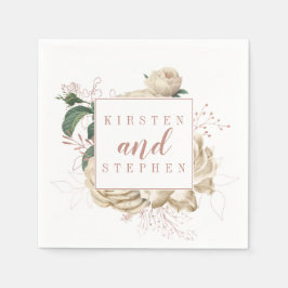 Guardanapo De Papel Coquetel Personalizado De Casamento Floral Rustic 