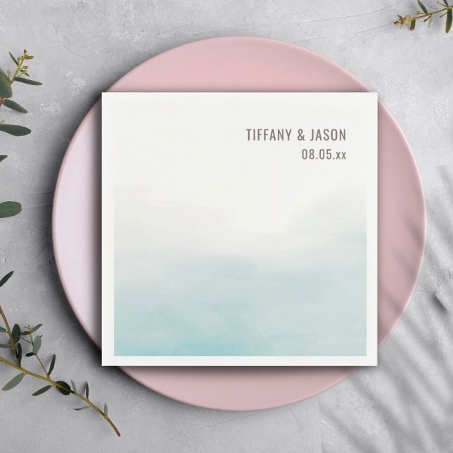 Guardanapo De Papel Coquetel Personalizado de Casamento Simples e Azul (Criador carregado)