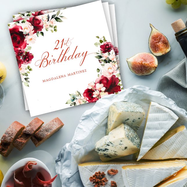 Guardanapo De Papel Coquetel Personalizado do aniversário de 21 anos F (Criador carregado)