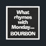 Guardanapo De Papel Coquetel Preto Bourbon Divertido<br><div class="desc">O que rima com segunda-feira... Guardanapos de papel preto e branco com bourbon divertido são um presente divertido para amigos, Dia dos Pais, festa de solteiro ou despedida de solteira, presente de mudança, presente para abastecer o bar, presente para padrinhos, presente para damas de honra, ideia de presente para o...</div>