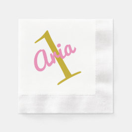 Guardanapo De Papel Coquetel primeiro aniversario Napkin Cor-de-rosa D