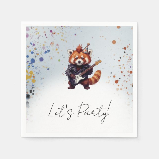Guardanapo De Papel Coquetel Red Panda Rocker (Frente)
