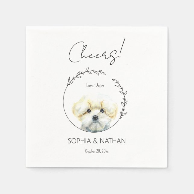 Guardanapo De Papel Coquetel Simples de Casamento de Cachorro Maltês (Frente)