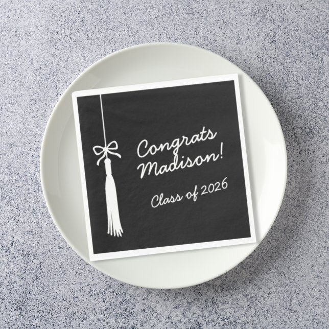 Guardanapo De Papel Coquette Bow Grad Tassel Black Congrats Graduate (Coquette Bow Grad Tassel Black Congrats Graduate Napkins)