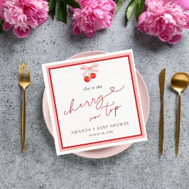 Guardanapo De Papel Coquette Cherry no Top Baby Girl Chá