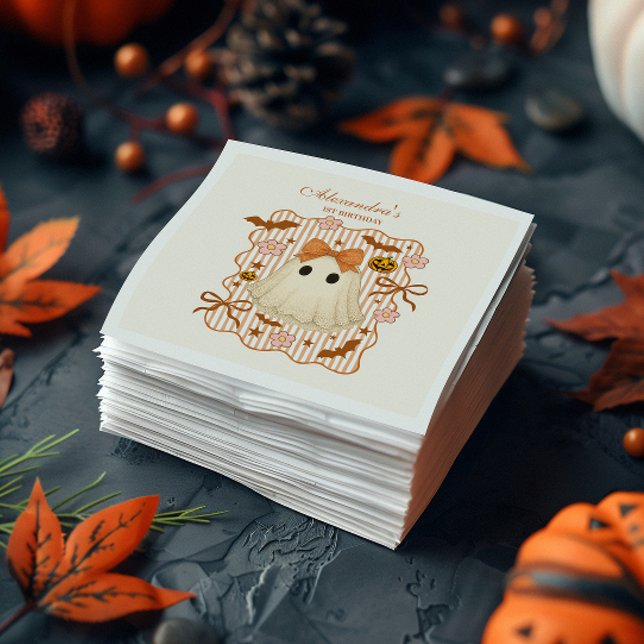 Guardanapo De Papel Coquette de Renda Fantasma Halloween 1º Aniversári (Criador carregado)