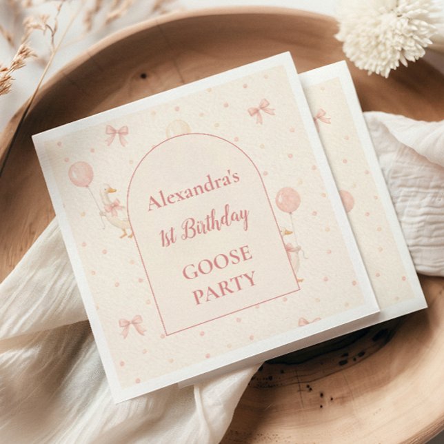 Guardanapo De Papel Coquette Goose 1st Birthday (Criador carregado)