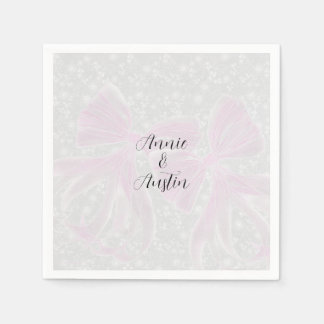 Guardanapo De Papel Coquette Laços Rosa Transparente - Quadrado