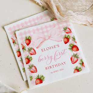 Guardanapo De Papel Coquette Strawberry Primeiro Aniversário