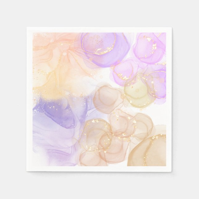 Guardanapo De Papel Cor amarela roxa, abstrato de Verão, Funky (Frente)