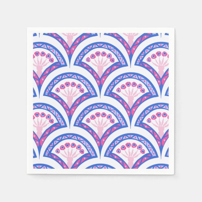 Guardanapo De Papel cor damasco floral azul (Frente)