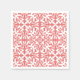 Guardanapo De Papel Cor damasco Ikat - Cor-de-rosa e branco