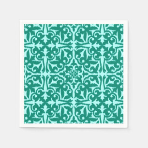 Guardanapo De Papel cor damasco Ikat - Turquesa e Aqua