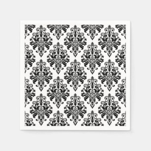 Guardanapo De Papel Cor damasco preto e branco elegante