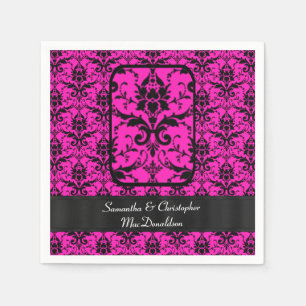 Guardanapo De Papel Cor damasco rosa preto e fuchsia