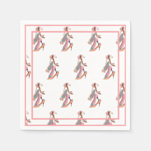 Guardanapo De Papel Cor de água rosa branca Diva Glam Stilettos Papel