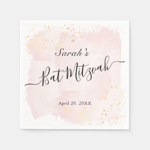Guardanapo De Papel Cor de Água Rosa x Bat Mitzvah Dourado