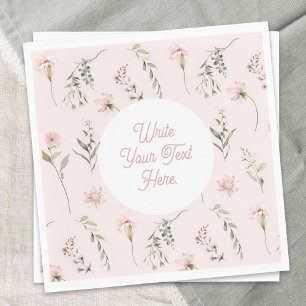 Guardanapo De Papel Cor de Água Verde Cinzenta Rosa de Flores Selvagem