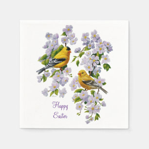 Guardanapo De Papel Cor de Fundo de Separação de Pássaros e Flores