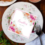 Guardanapo De Papel Cor de Laranja Brilhante e Cor de Água Rosa<br><div class="desc">Estas placas de papel de chá de panela apresentam um belo design de flor de aquarela em lindas cores laranja e rosa.</div>