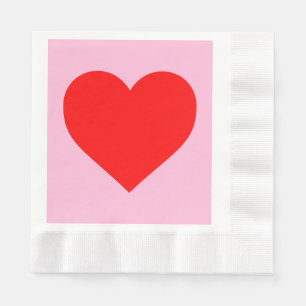Guardanapo De Papel Cor-de-rosa com batimento cardíaco vermelho Pastel