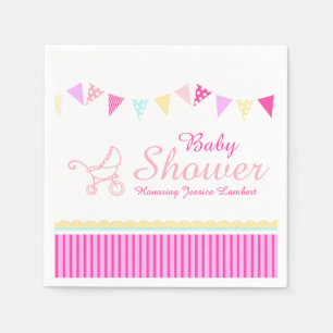 Guardanapo de papel cor-de-rosa com chá de fraldas