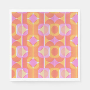 Guardanapo De Papel Cor-de-rosa e laranja retrógrados dos anos 60