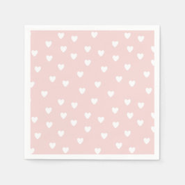 Guardanapo De Papel Cor-de-rosa pincelado com corações brancos