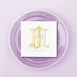 Guardanapo De Papel COR EDITÁVEL JM Monograma MJ Monograma Napkins