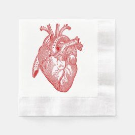 Guardanapo De Papel Coração Anatômico Vermelho Antiquado