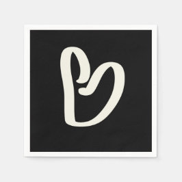 Guardanapo De Papel coração branco abstrato a preto