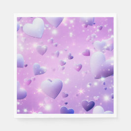 Guardanapo De Papel Coração Brilho Roxo