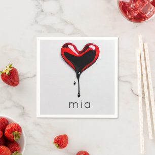 Guardanapo De Papel Coração com Grafite Nome Personalizado – Minimalis