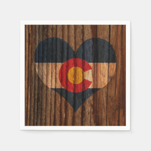 Guardanapo De Papel Coração da bandeira de Colorado no tema de madei